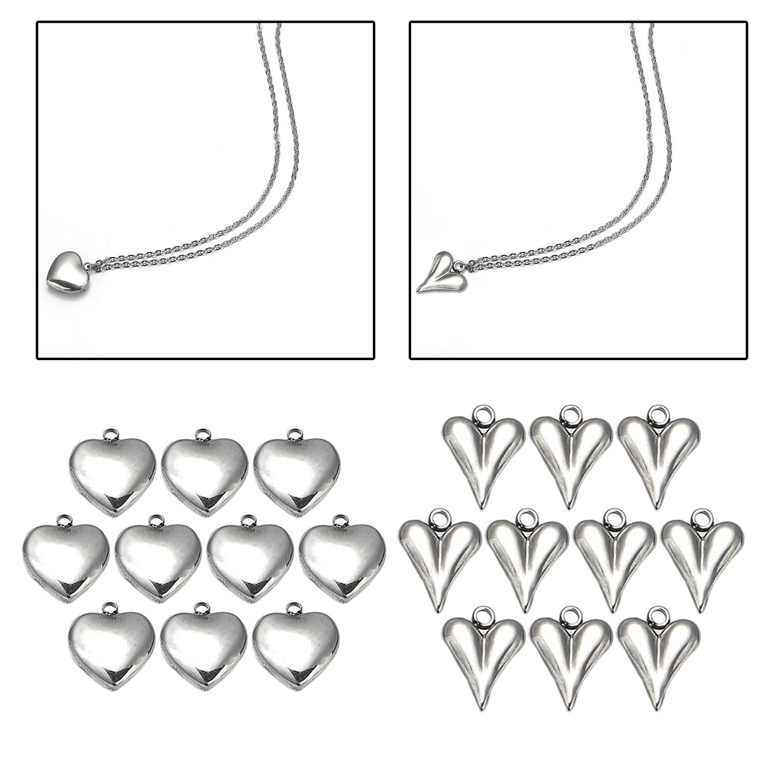 Stainless Steel Love Heart Pendant Jewelry Necklace Gift Birthday Present 14x15.5mm