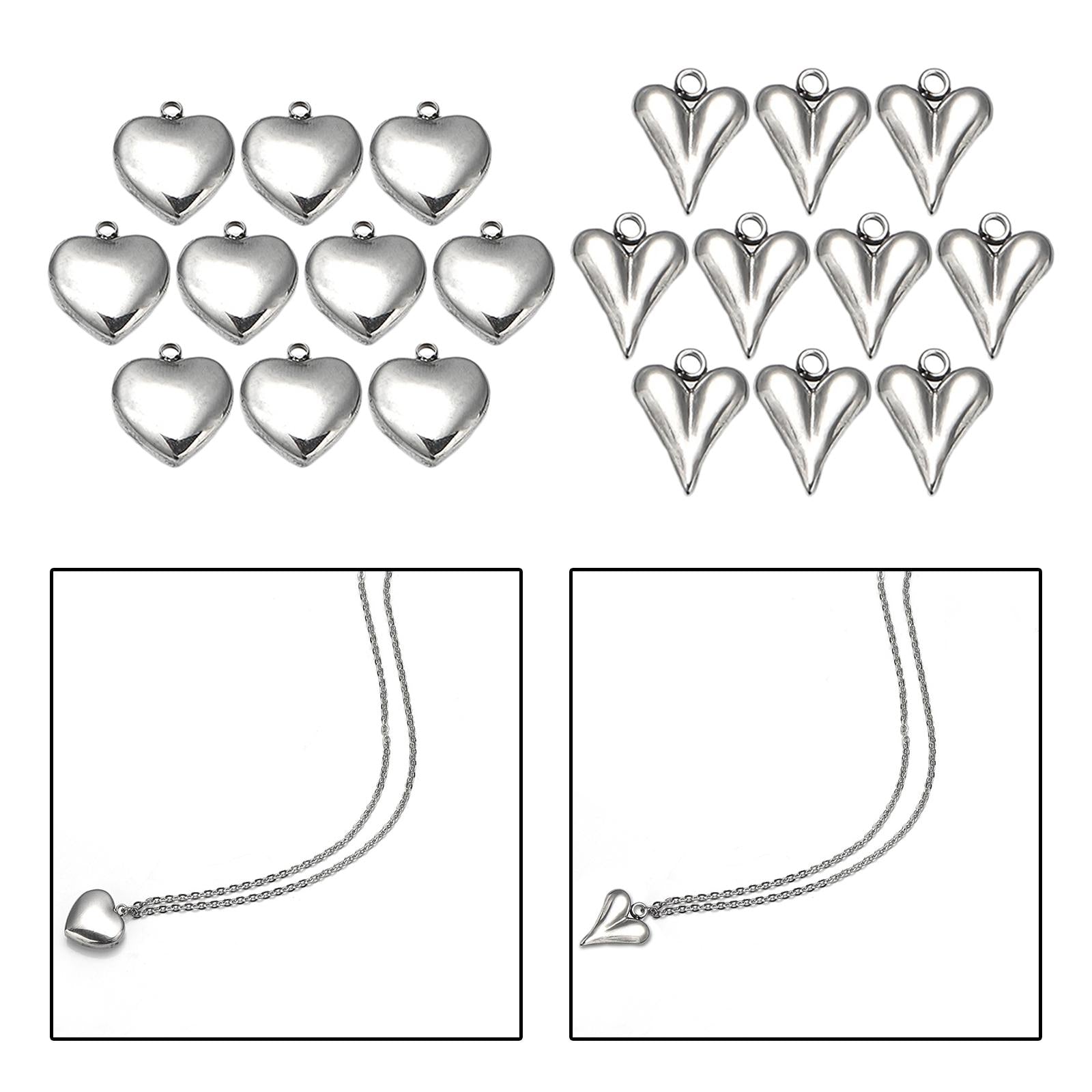 Stainless Steel Love Heart Pendant Jewelry Necklace Gift Birthday Present 14x15.5mm