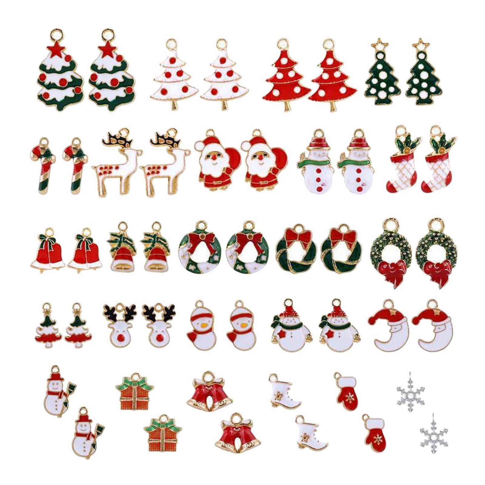 50Pcs Enamel Christmas Charms Pendant Gifts for DIY Anklet Jewelry Making