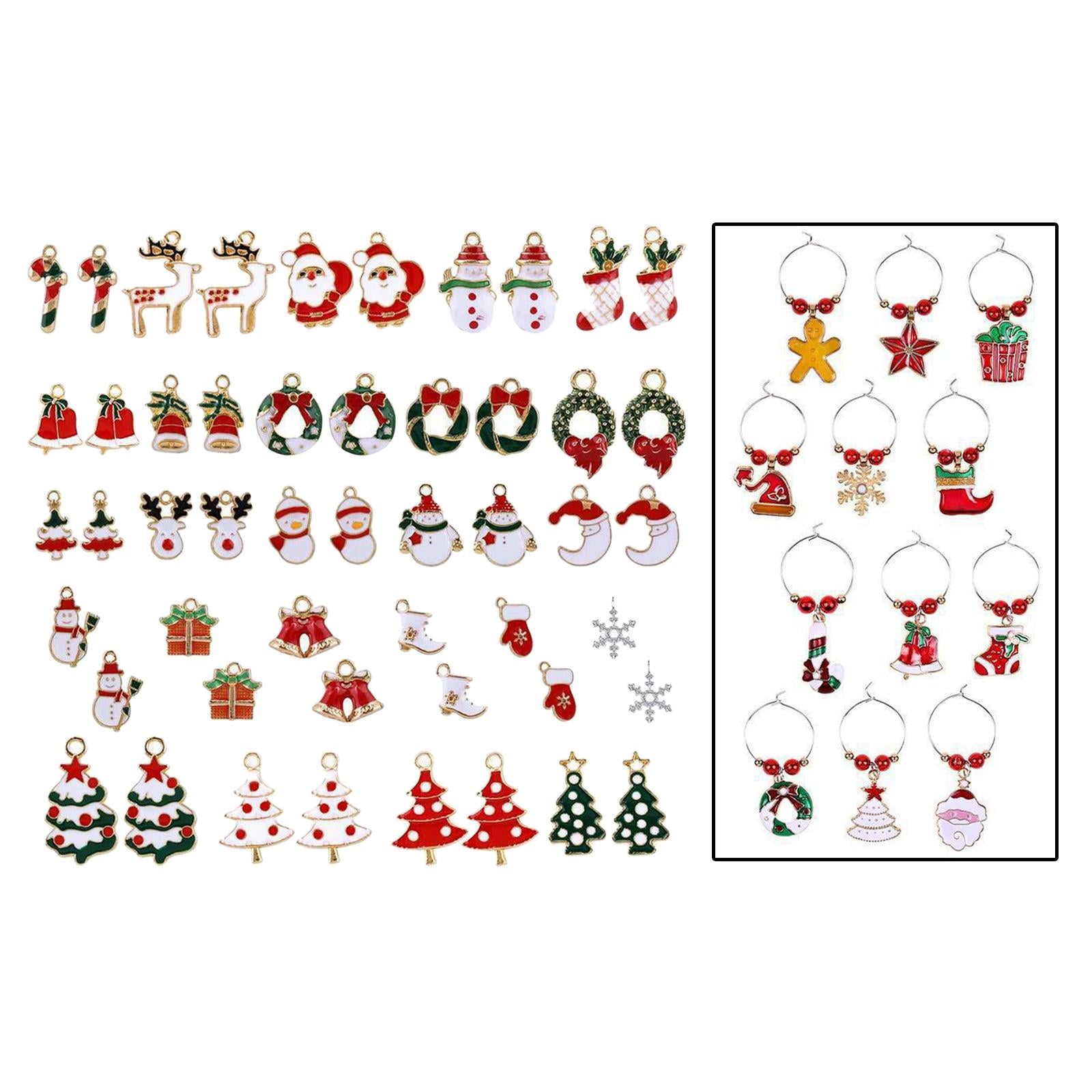 50Pcs Enamel Christmas Charms Pendant Gifts for DIY Anklet Jewelry Making