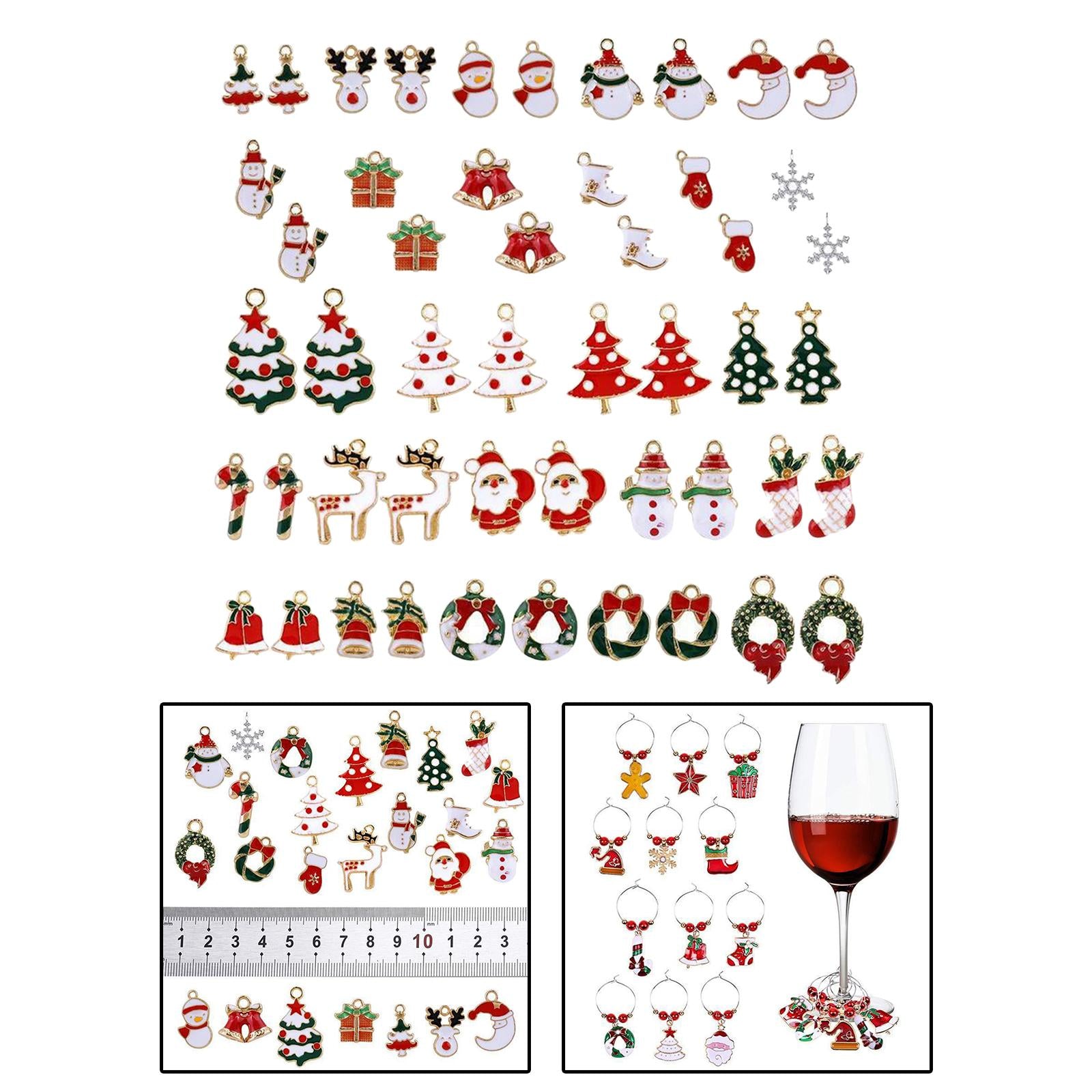 50Pcs Enamel Christmas Charms Pendant Gifts for DIY Anklet Jewelry Making