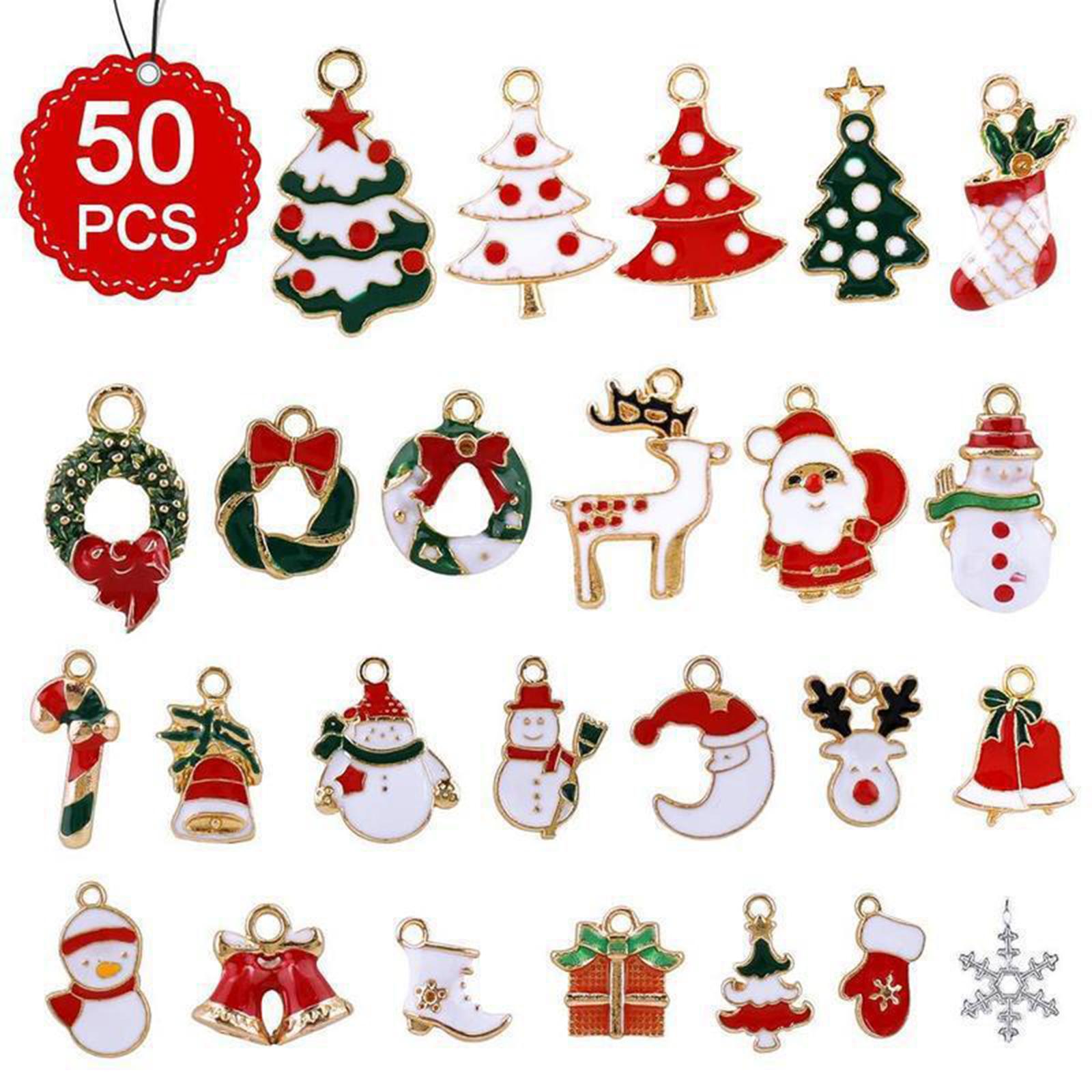 50Pcs Enamel Christmas Charms Pendant Gifts for DIY Anklet Jewelry Making