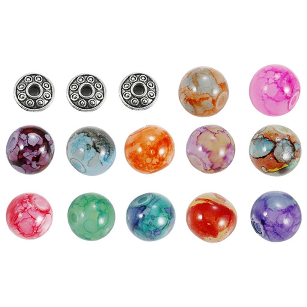 Baking Painted Glass Beads 8mm Loose for DIY Anklets Necklace Jewelry Making