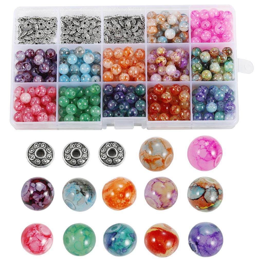 Baking Painted Glass Beads 8mm Loose for DIY Anklets Necklace Jewelry Making