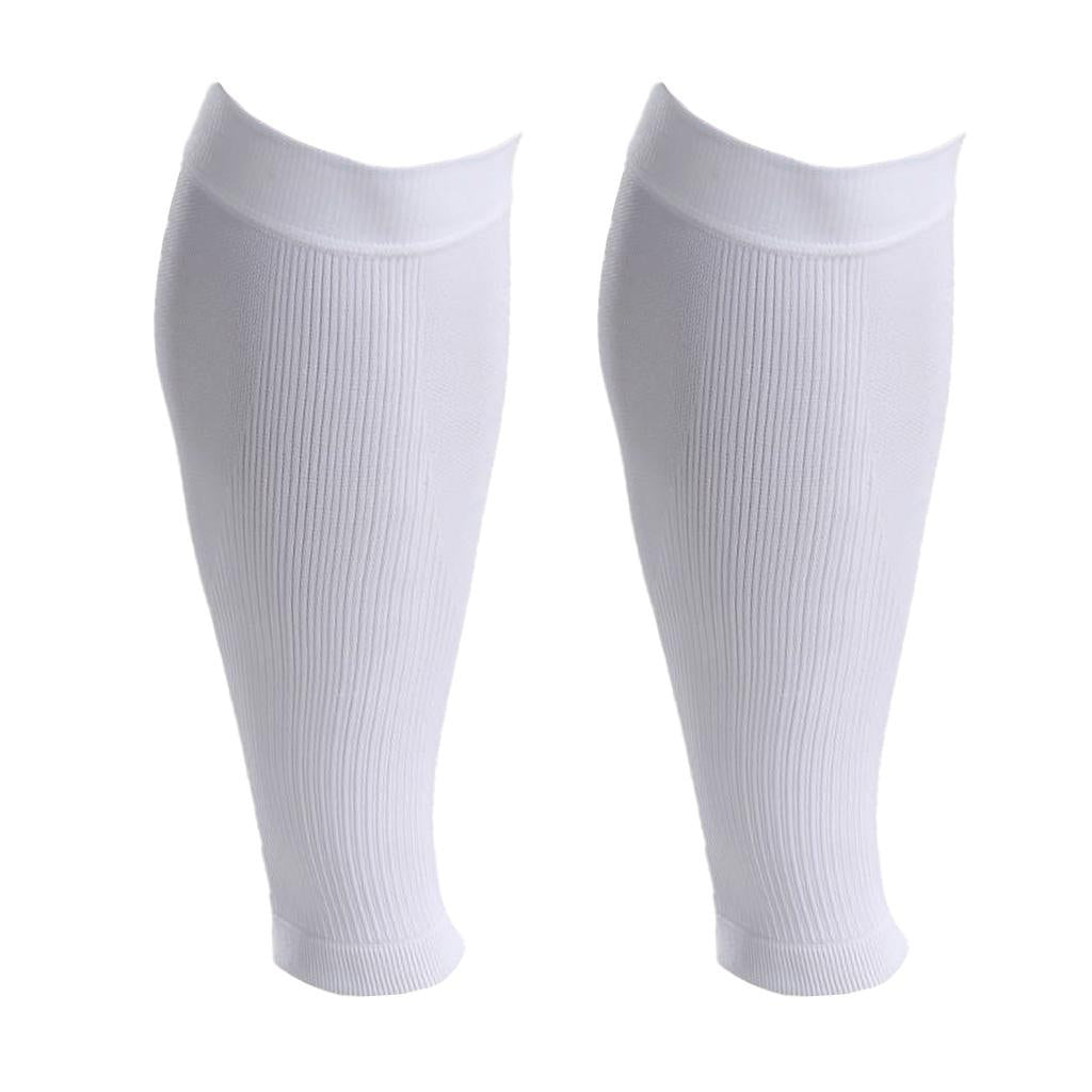 1 Pair Sports Calf Support Compression Sleeves Legs Protector Brace M White