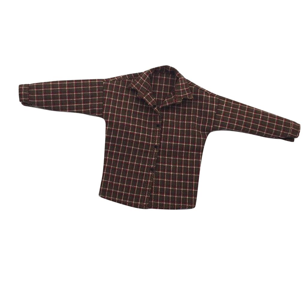 1/6 Scale Male Plaid Shirt Clothes Clothing for 12" Action Figure Brown