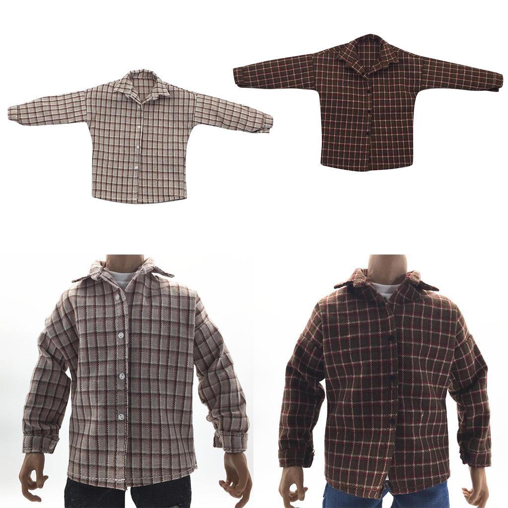 1/6 Scale Male Plaid Shirt Clothes Clothing for 12" Action Figure Brown