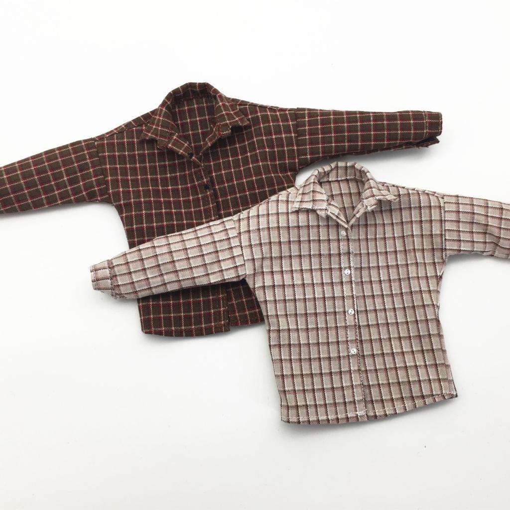 1/6 Scale Male Plaid Shirt Clothes Clothing for 12" Action Figure Brown