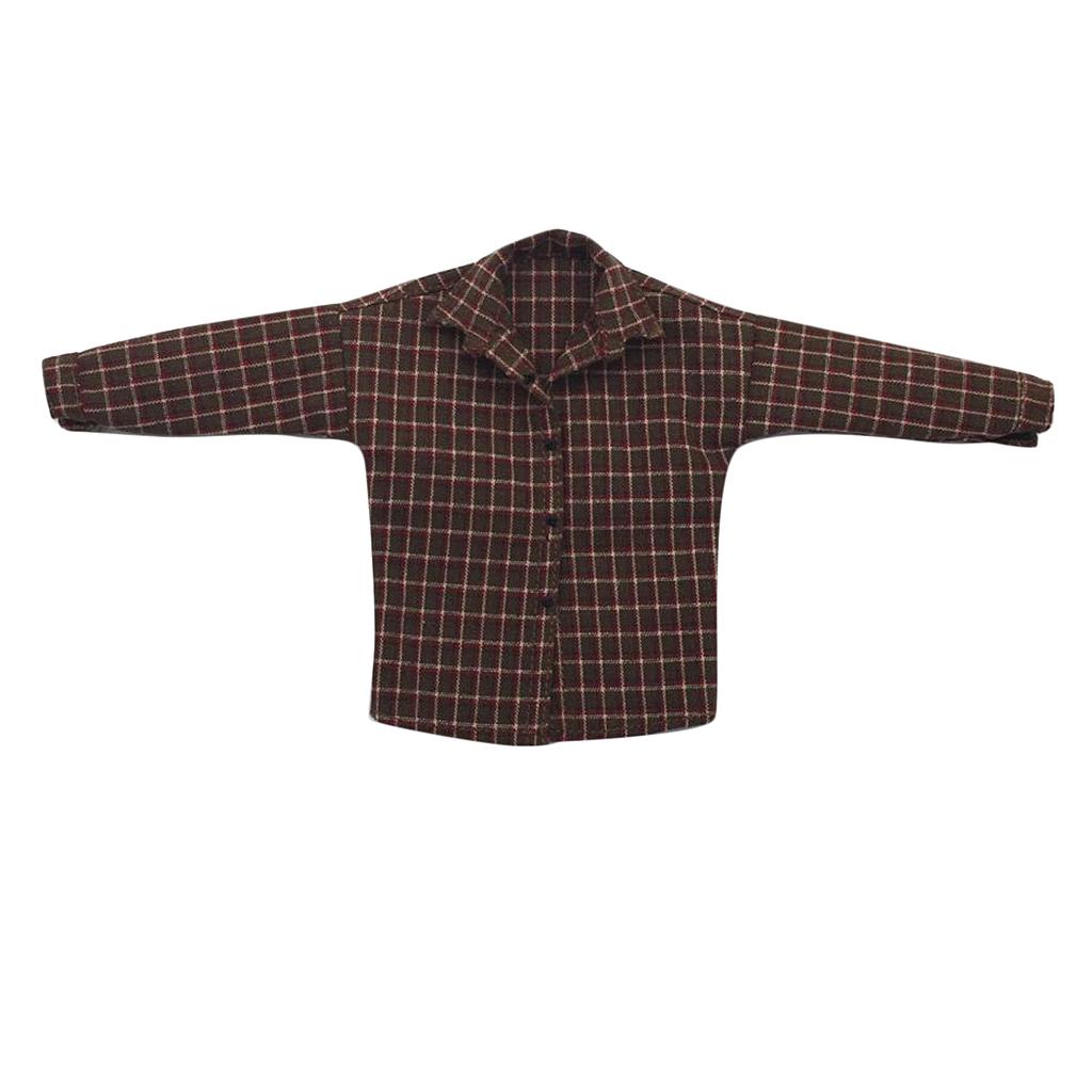 1/6 Scale Male Plaid Shirt Clothes Clothing for 12" Action Figure Brown