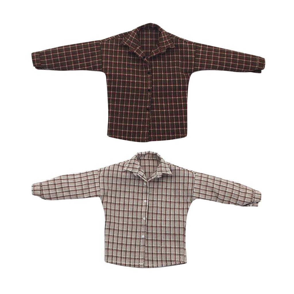 1/6 Scale Male Plaid Shirt Clothes Clothing for 12" Action Figure Brown