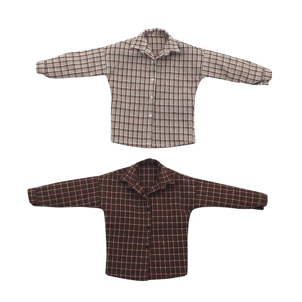 1/6 Scale Male Plaid Shirt Clothes Clothing for 12" Action Figure Brown