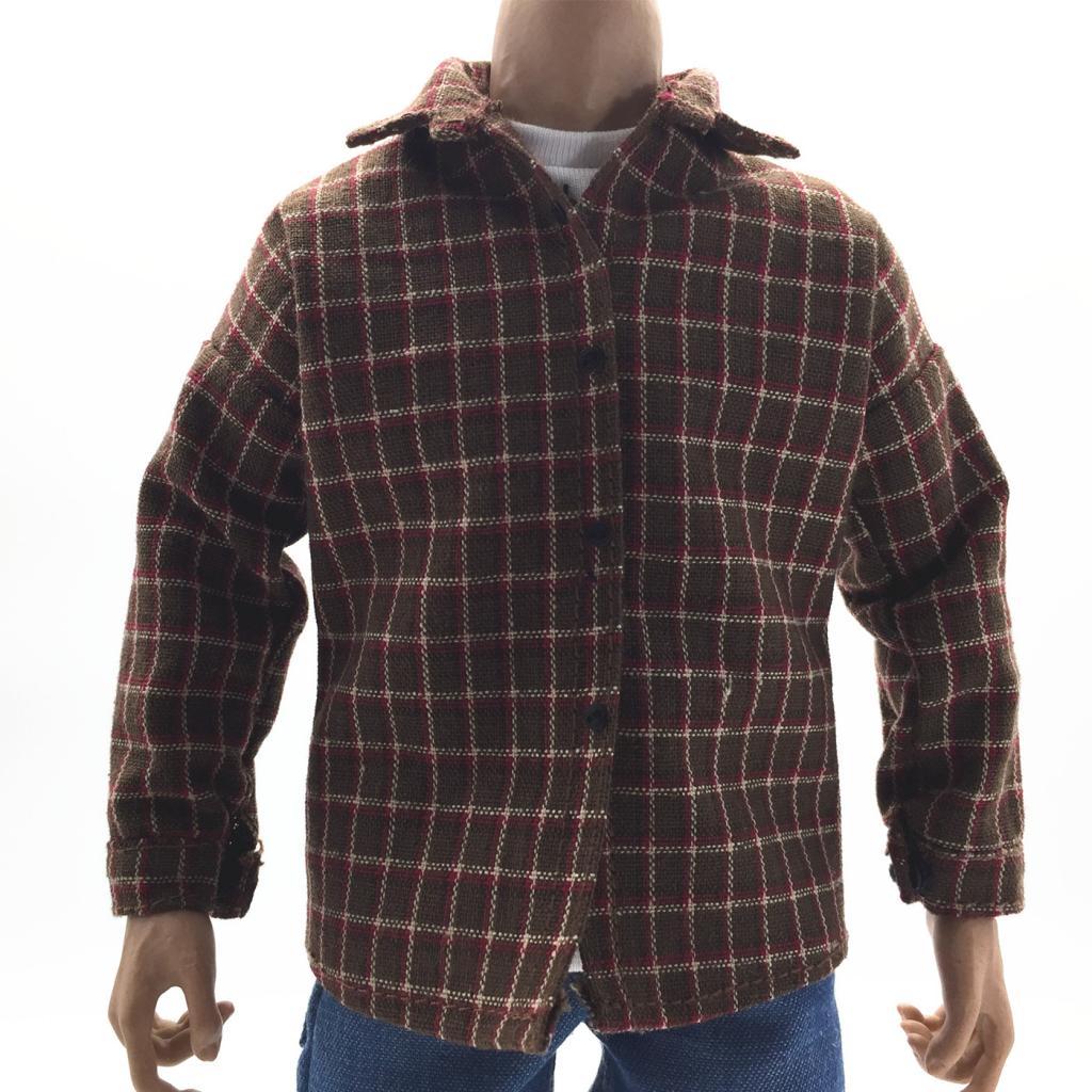 1/6 Scale Male Plaid Shirt Clothes Clothing for 12" Action Figure Brown