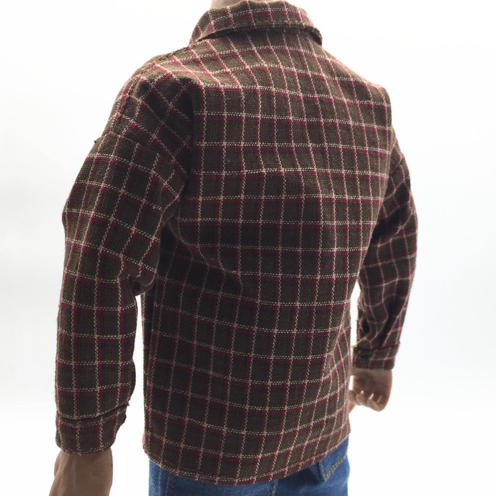 1/6 Scale Male Plaid Shirt Clothes Clothing for 12" Action Figure Brown