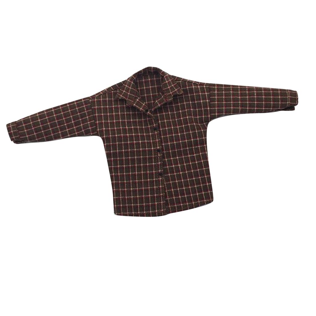 1/6 Scale Male Plaid Shirt Clothes Clothing for 12" Action Figure Brown