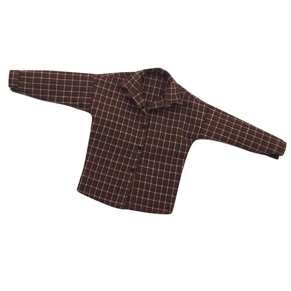 1/6 Scale Male Plaid Shirt Clothes Clothing for 12" Action Figure Brown