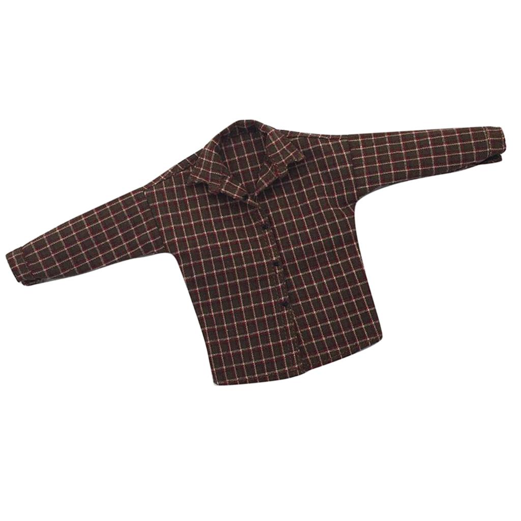 1/6 Scale Male Plaid Shirt Clothes Clothing for 12" Action Figure Brown