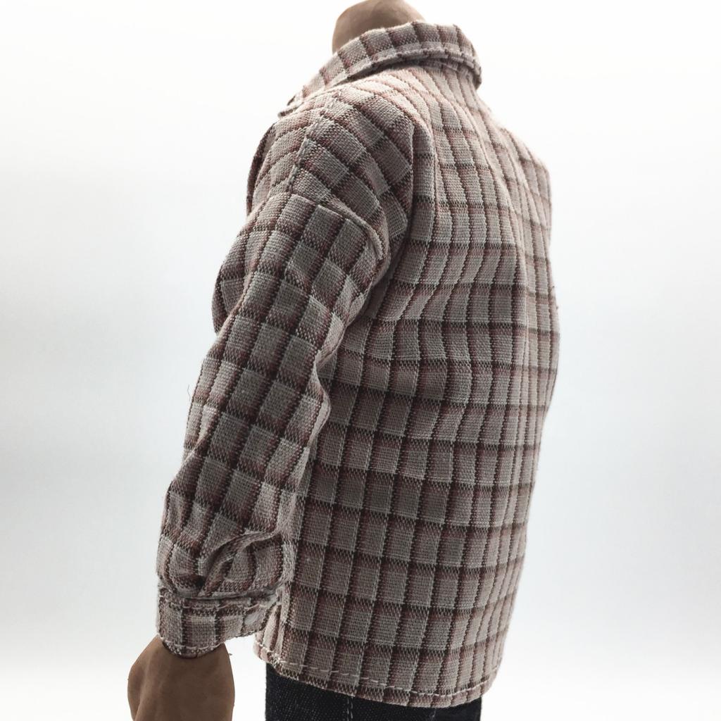 1/6 Scale Male Plaid Shirt Clothes Clothing for 12" Action Figure Gray White