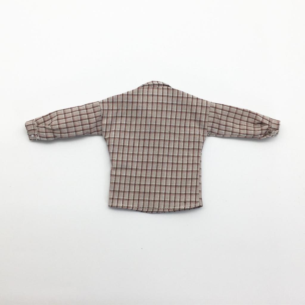 1/6 Scale Male Plaid Shirt Clothes Clothing for 12" Action Figure Gray White