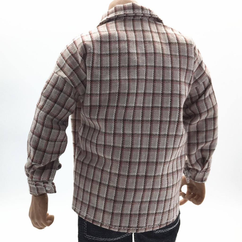 1/6 Scale Male Plaid Shirt Clothes Clothing for 12" Action Figure Gray White