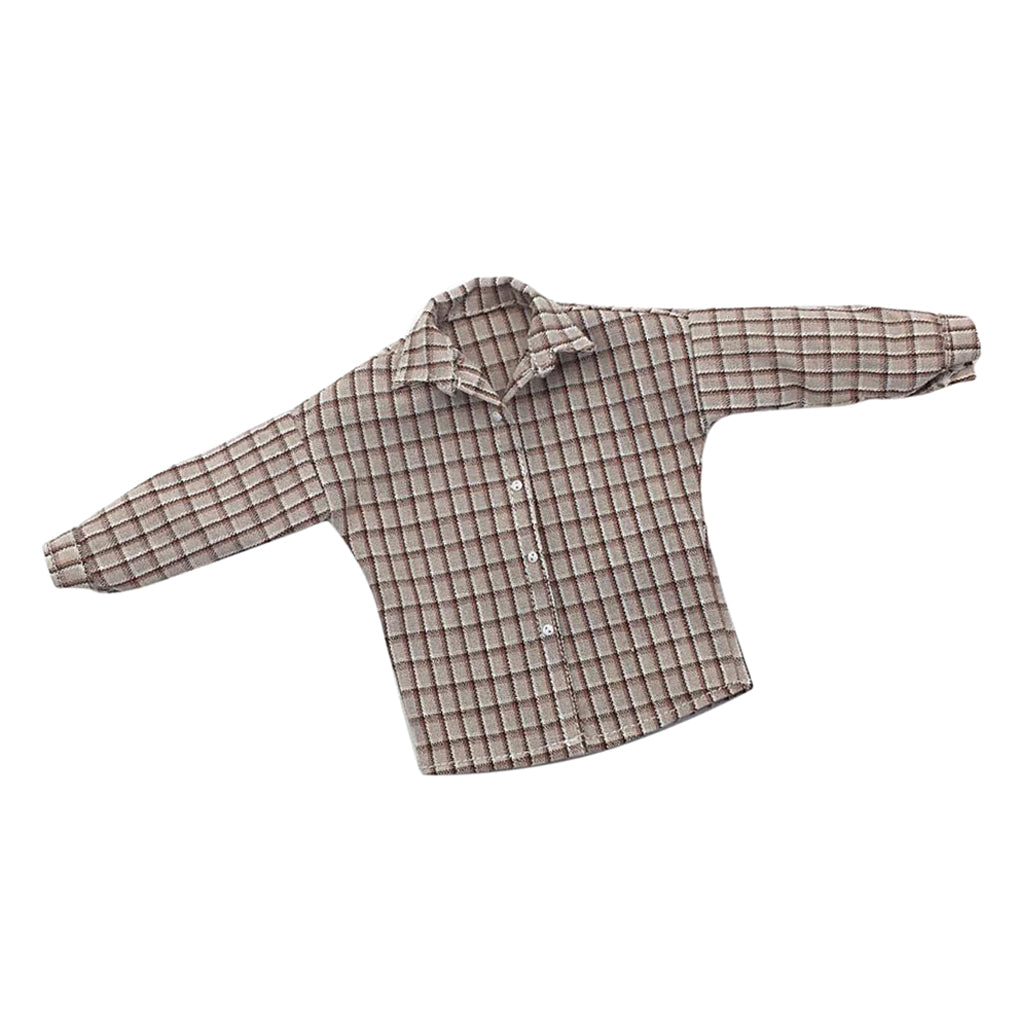 1/6 Scale Male Plaid Shirt Clothes Clothing for 12" Action Figure Gray White