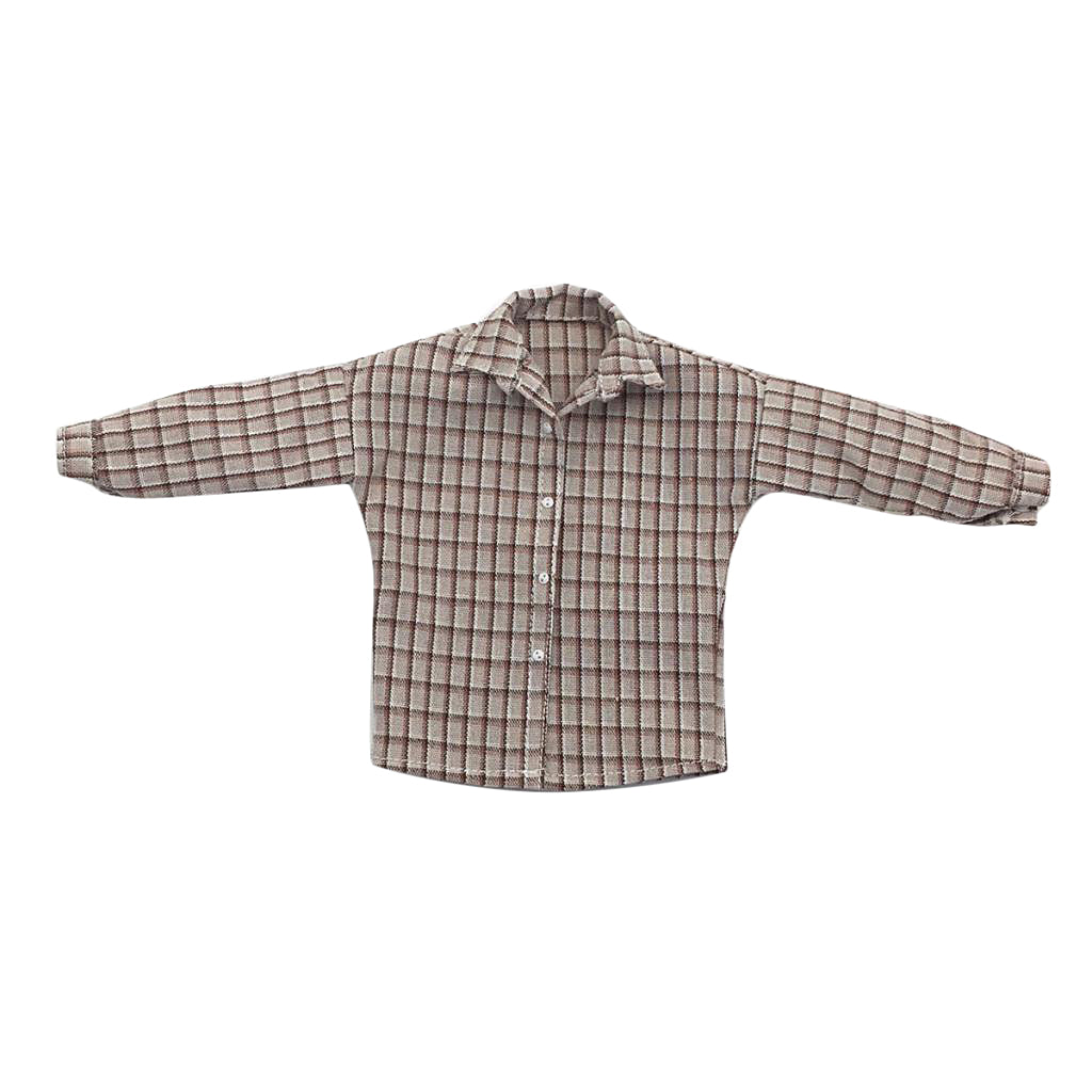 1/6 Scale Male Plaid Shirt Clothes Clothing for 12" Action Figure Gray White