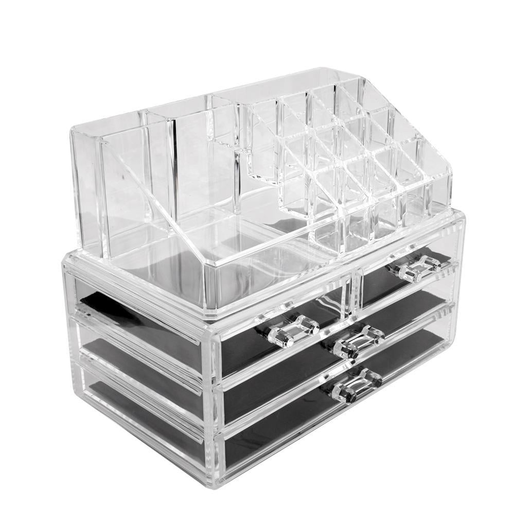 Clear Acrylic Cosmetic Storage Case Jewelry Makeup Organizer Drawers