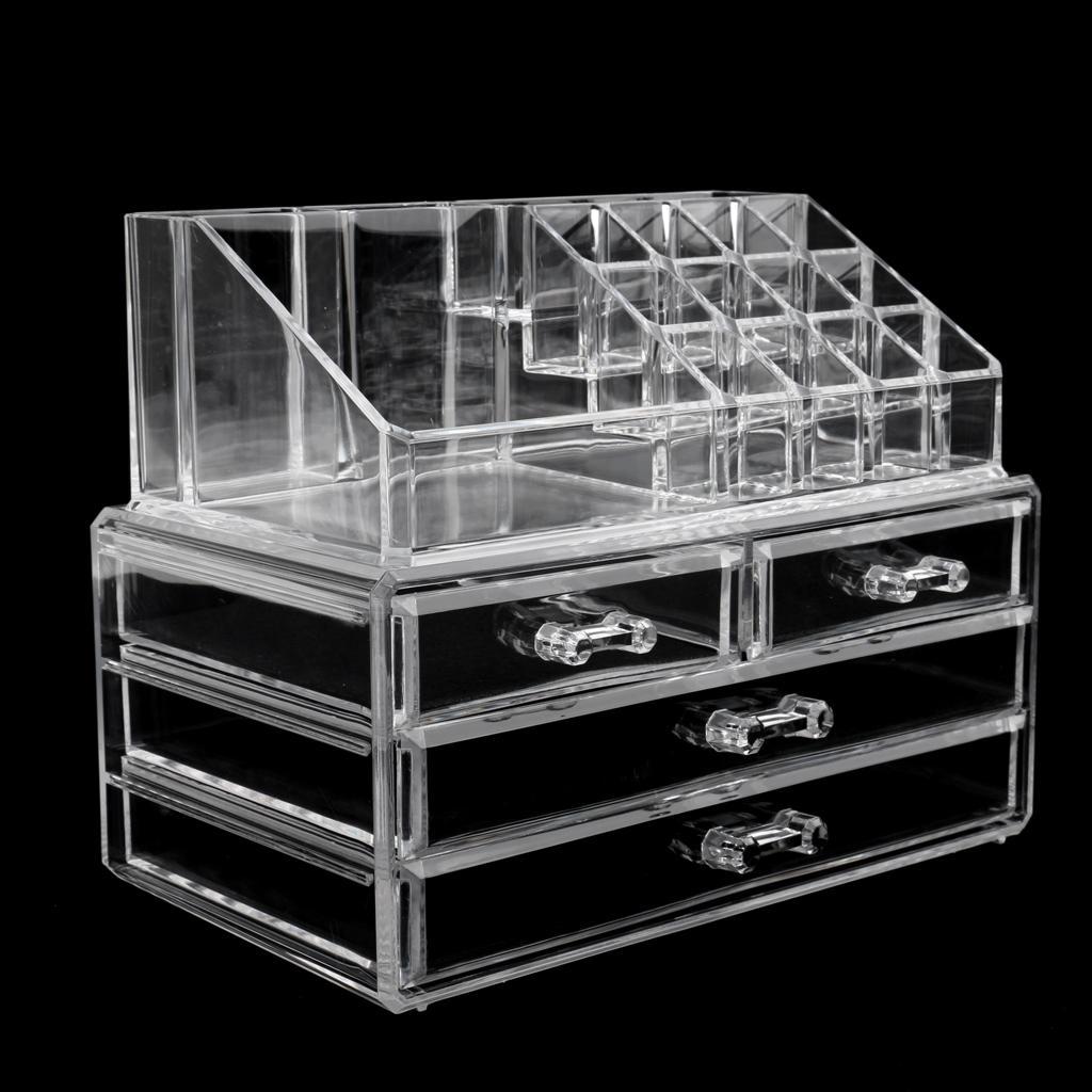 Clear Acrylic Cosmetic Storage Case Jewelry Makeup Organizer Drawers