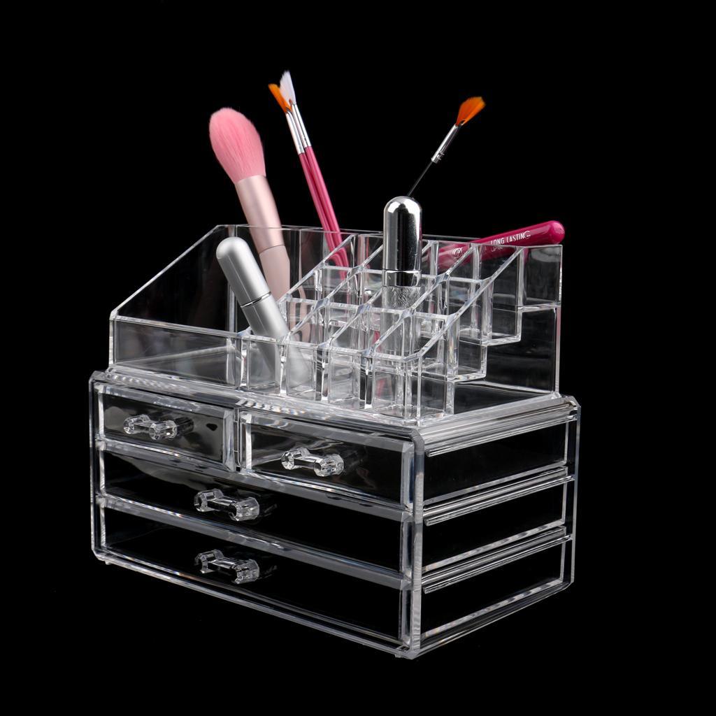 Clear Acrylic Cosmetic Storage Case Jewelry Makeup Organizer Drawers