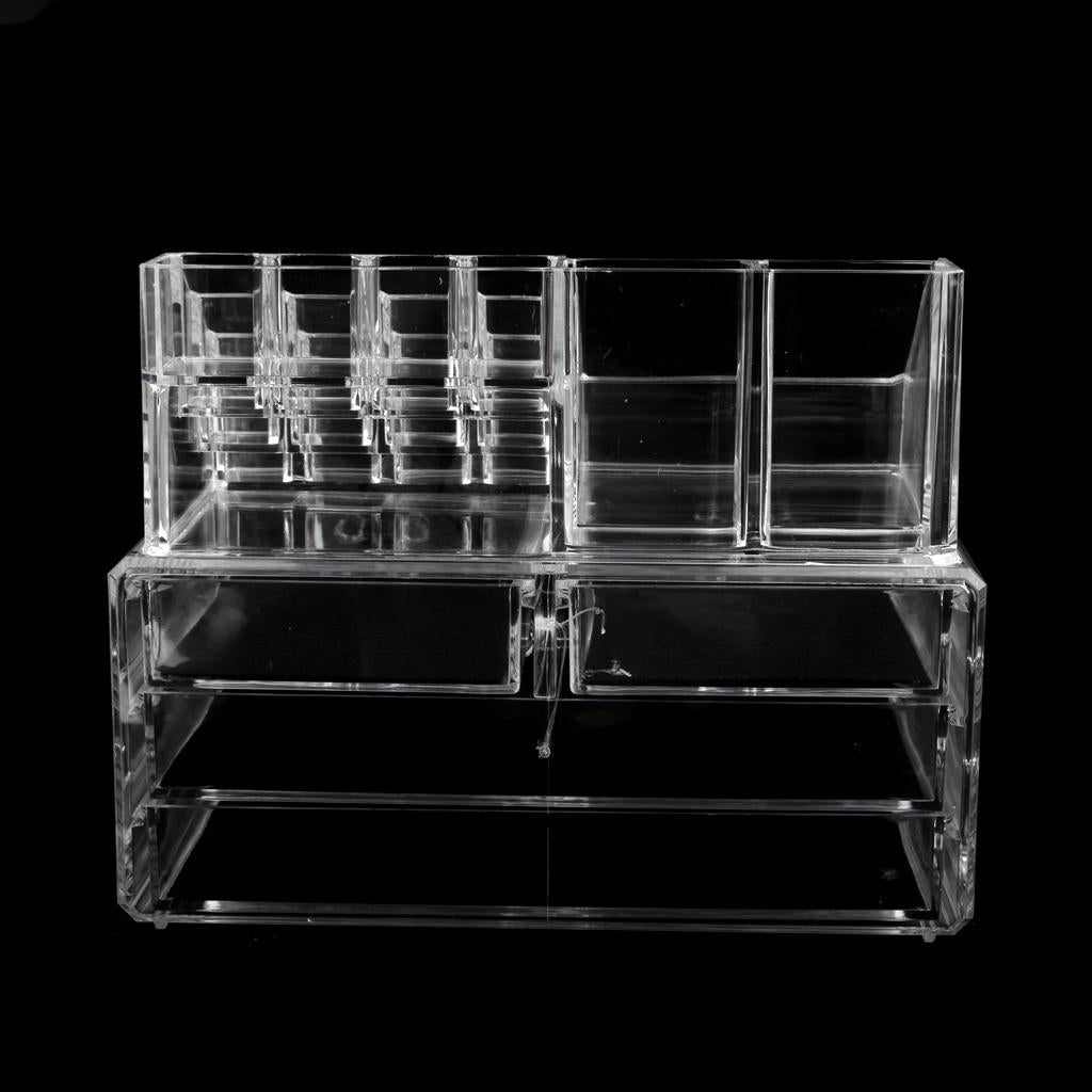 Clear Acrylic Cosmetic Storage Case Jewelry Makeup Organizer Drawers