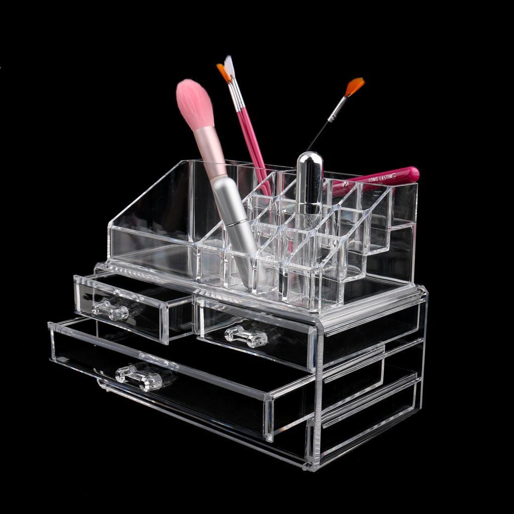 Clear Acrylic Cosmetic Storage Case Jewelry Makeup Organizer Drawers