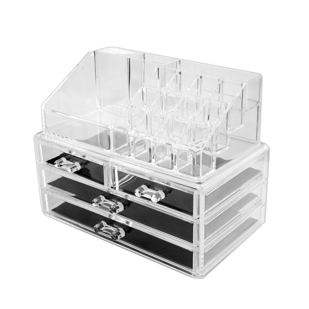 Clear Acrylic Cosmetic Storage Case Jewelry Makeup Organizer Drawers