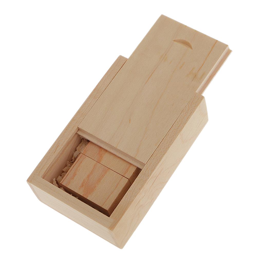 16GB Maple Wood Cuboid USB 2.0 Memory Stick Flash Drive with Wooden Box