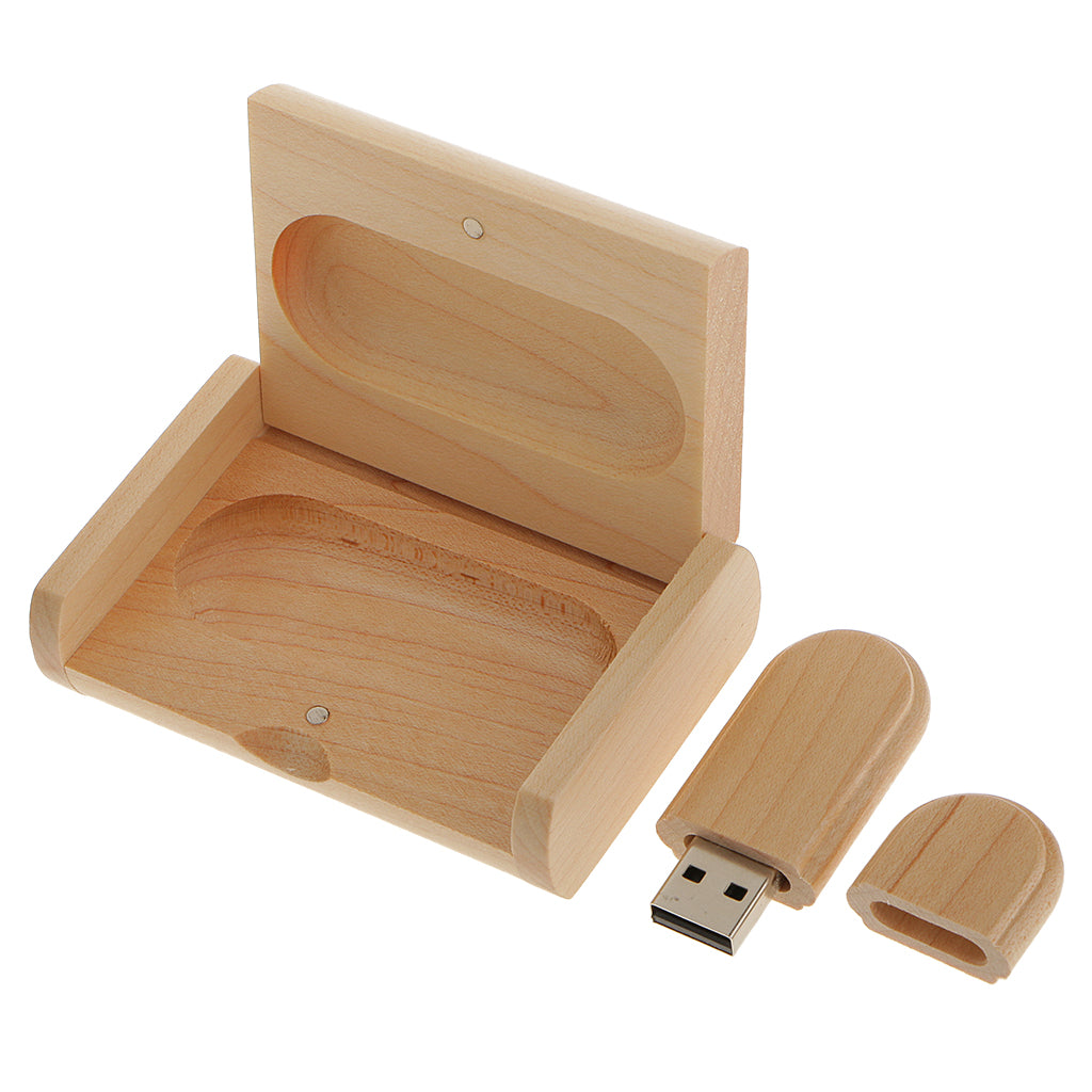 4GB Maple Wood Oval USB2.0 Memory Stick Flash Drive with Wooden Box