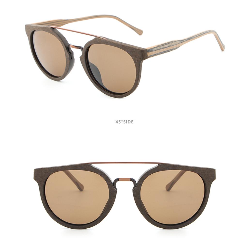 Wooden Polarized UV 400 Sunglasses Wood Glasses for Men Women Coffee Brown