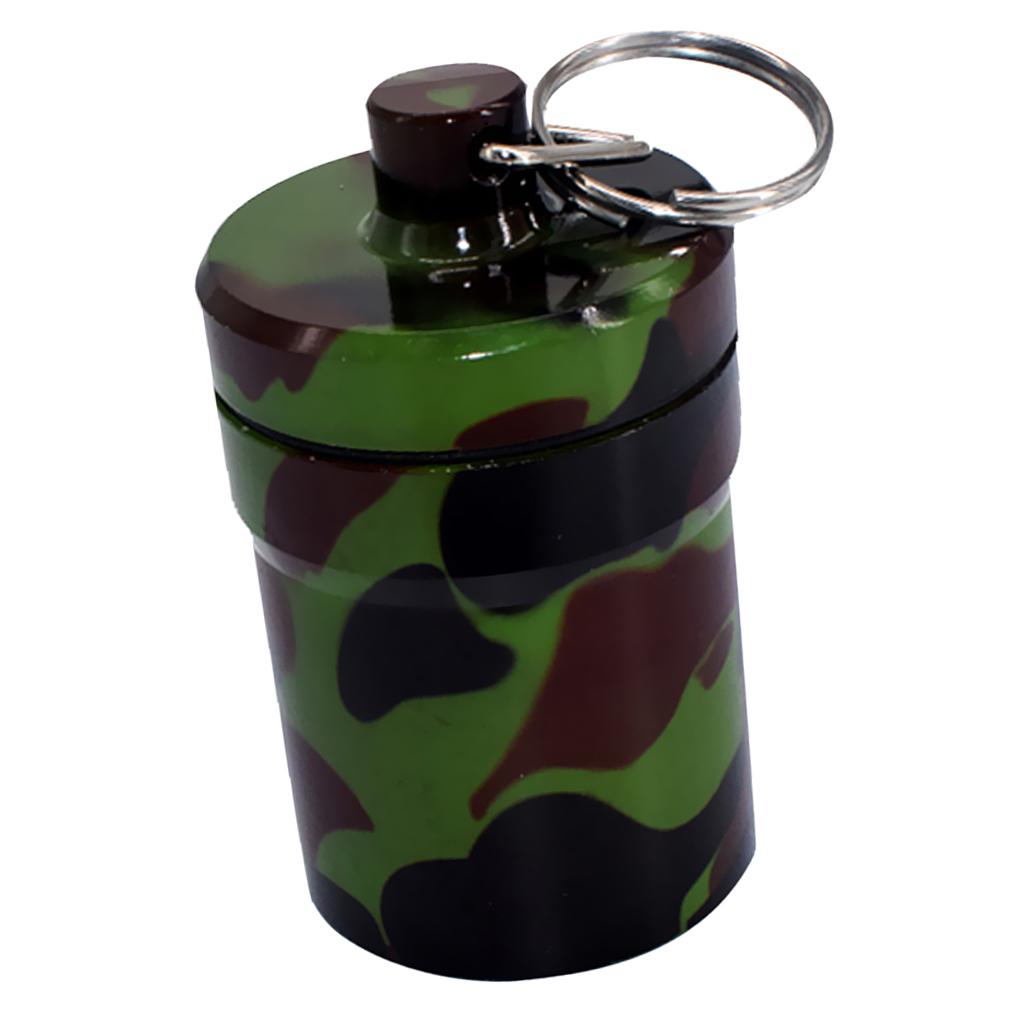 Aluminum Waterproof Capsule Holder Pill Box Case Bottle Container Camouflage