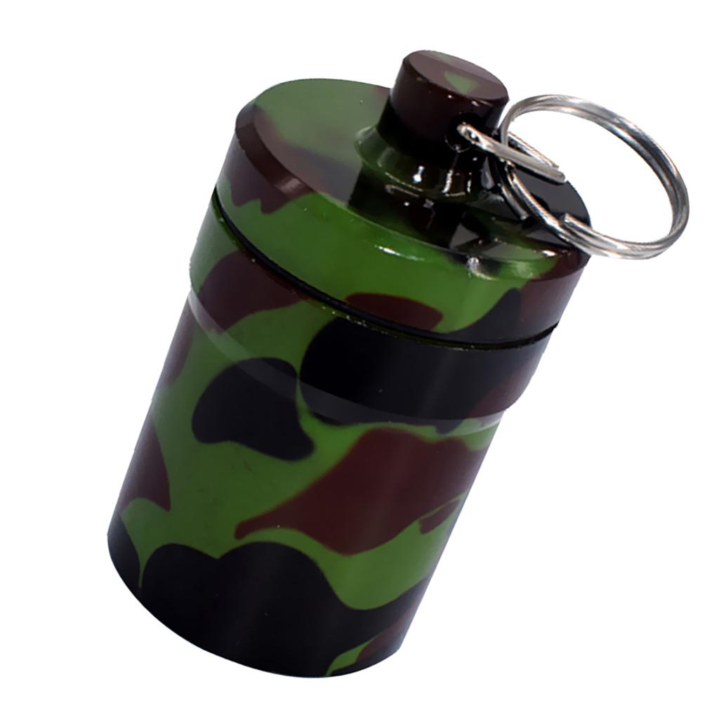 Aluminum Waterproof Capsule Holder Pill Box Case Bottle Container Camouflage