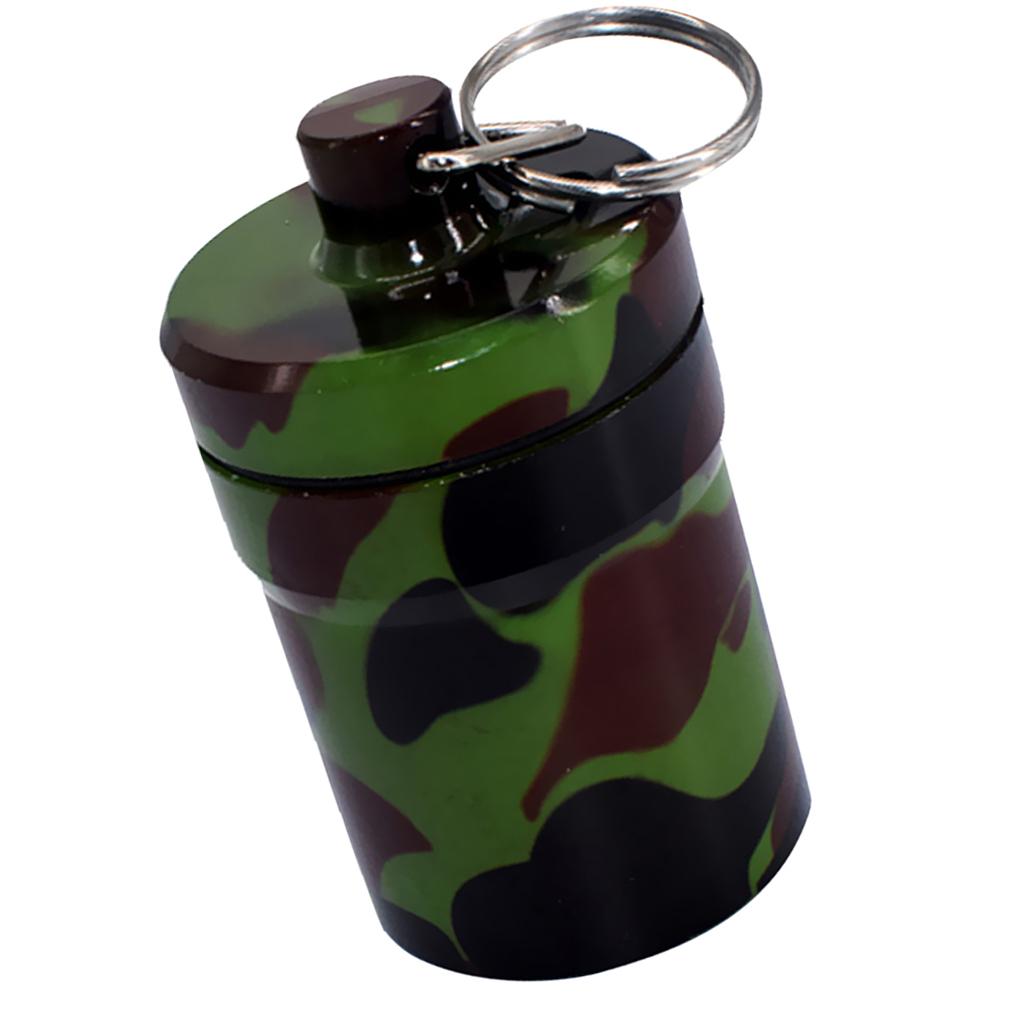 Aluminum Waterproof Capsule Holder Pill Box Case Bottle Container Camouflage