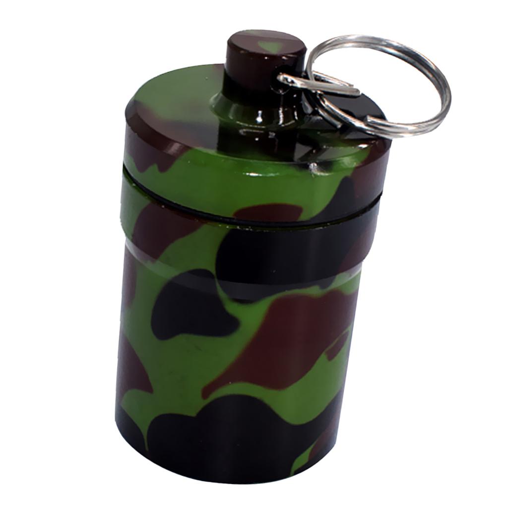 Aluminum Waterproof Capsule Holder Pill Box Case Bottle Container Camouflage