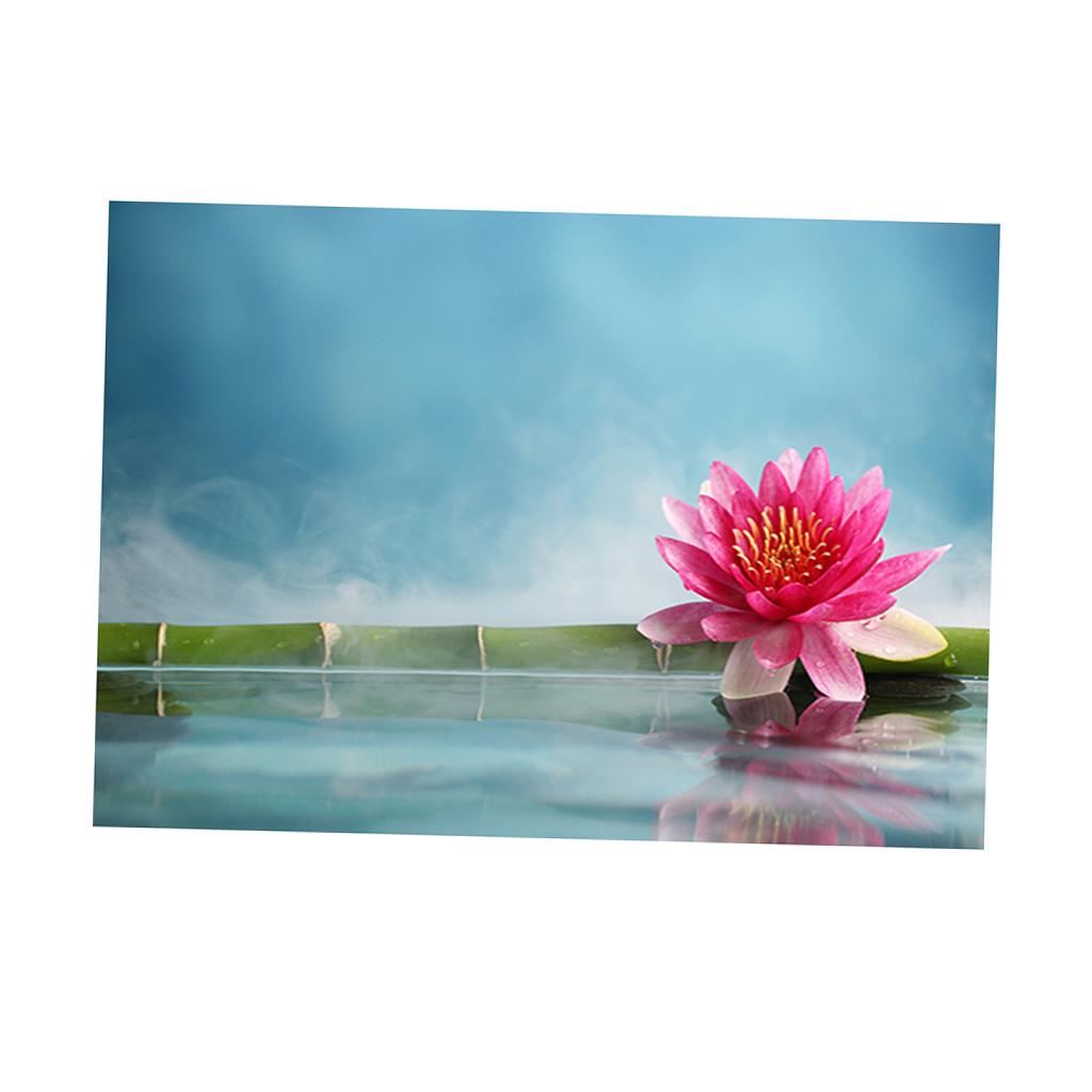 Aquarium Fish Tank HD One Side Adhesive Background Lotus Picture S