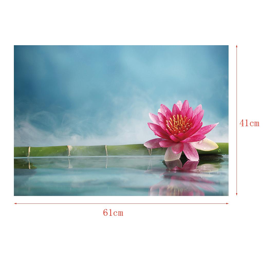 Aquarium Fish Tank HD One Side Adhesive Background Lotus Picture S