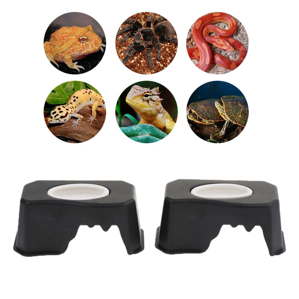 2 pcs 2 in 1 Plastic Small Reptile Lizard Food Water Dish Hiding Cave Black