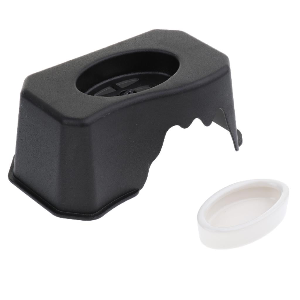 2 pcs 2 in 1 Plastic Small Reptile Lizard Food Water Dish Hiding Cave Black