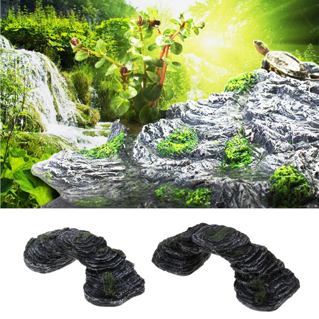 Turtle Climbing Resin Bridge Design Aquarium Landscape Underwater Ornament L