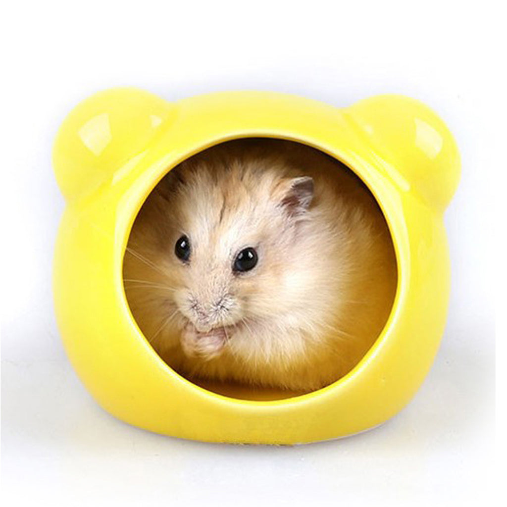 Ceramic Hamster Bird Squirrel Summer Cooling Bed Pet Toy House Nest Pink M