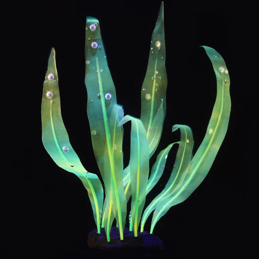 Aquarium Decorations Fish Tank Artificial Fluorescent Kelp Non-toxic Green