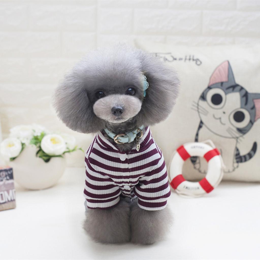 Adorable Puppy Jumpsuit Teddy Pantsuit Dog  Stripes Clothes 100% Cotton L