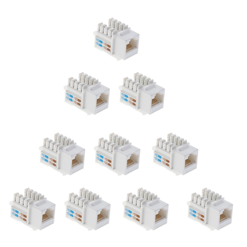 10pcs RJ45 CAT6 Keystone Jack Module Network Connector Enternet Module White