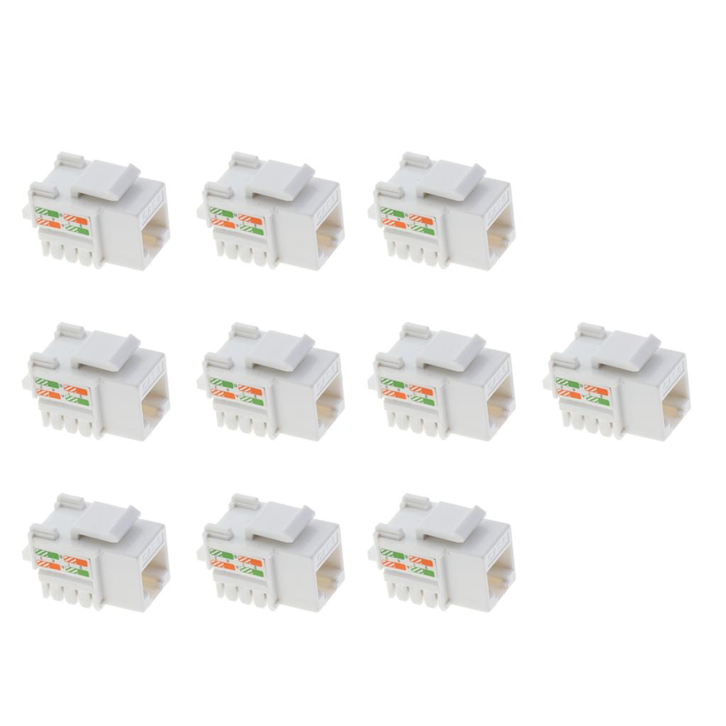 10pcs RJ45 CAT6 Keystone Jack Module Network Connector Enternet Module White