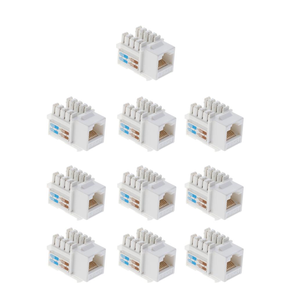 10pcs RJ45 CAT6 Keystone Jack Module Network Connector Enternet Module White