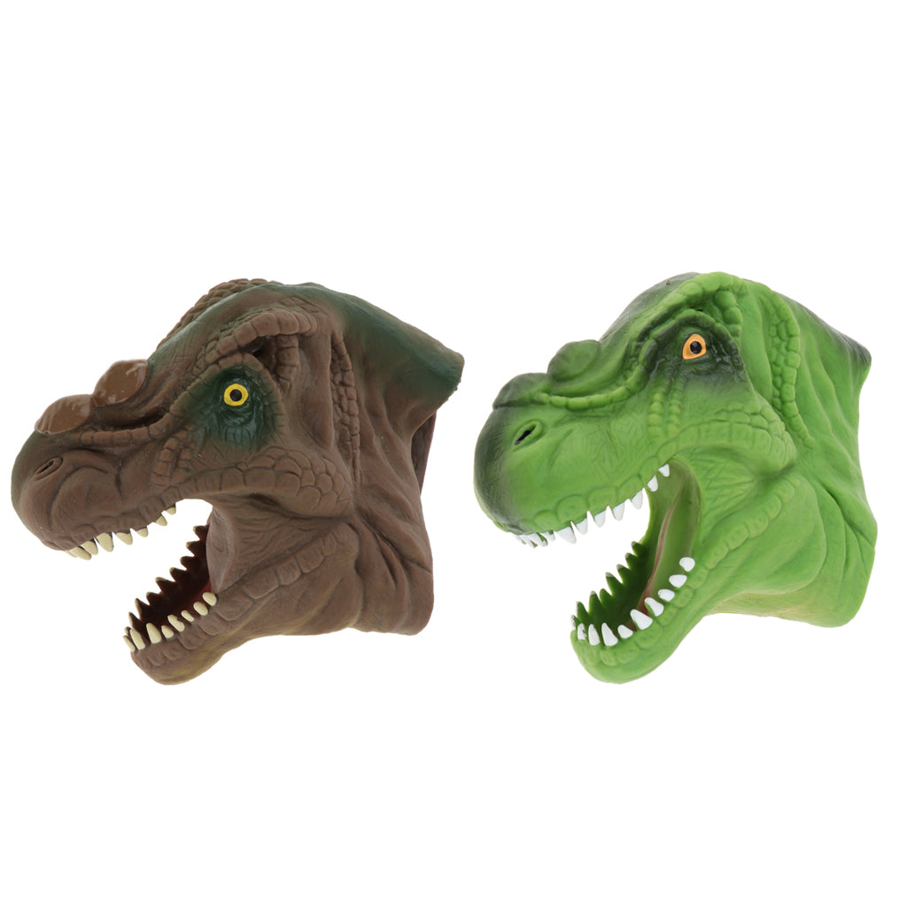 Simulation Tyrannosaurus Head Hand Puppet Dinosaur Figure Toy Kids Toy brown